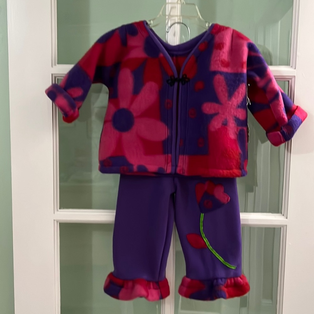New handmade girls’ fleece jacket and pant set size 24 months
